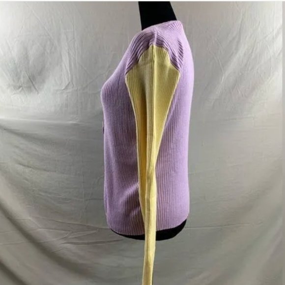 Rib Knit Tie Front Color Block Cardigan - Picture 4 of 4